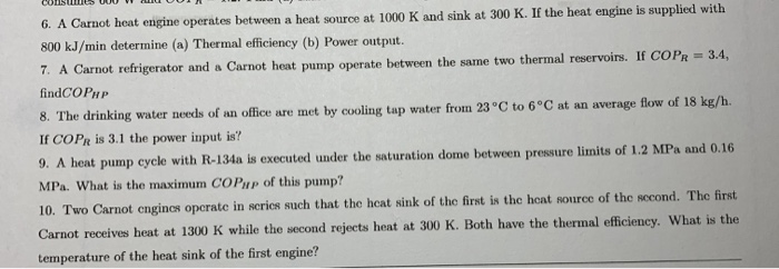 Solved 6. A Carnot heat engine operates between a heat | Chegg.com