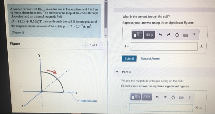 Solved A quarter circular coil 18cm in radius lies in the xy | Chegg.com