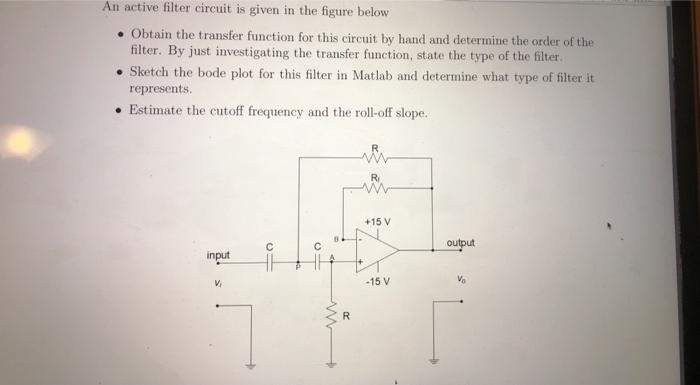 Solved An active filter circuit is given in the figure below | Chegg.com