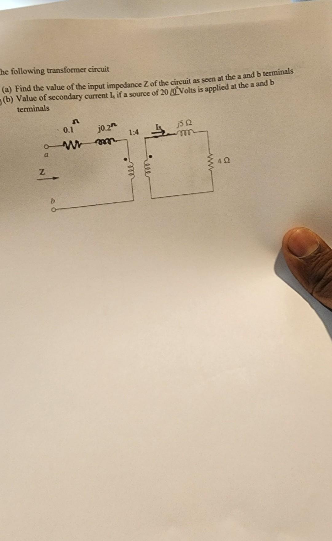 Solved Following Transformer Circuit (a) Find The Value Of | Chegg.com