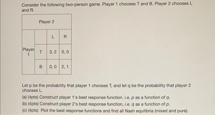 Solved Consider the following two-person game. Player 1 | Chegg.com