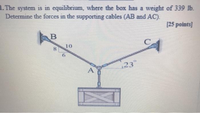 Solved 1. The system is in equilibrium, where the box has a | Chegg.com