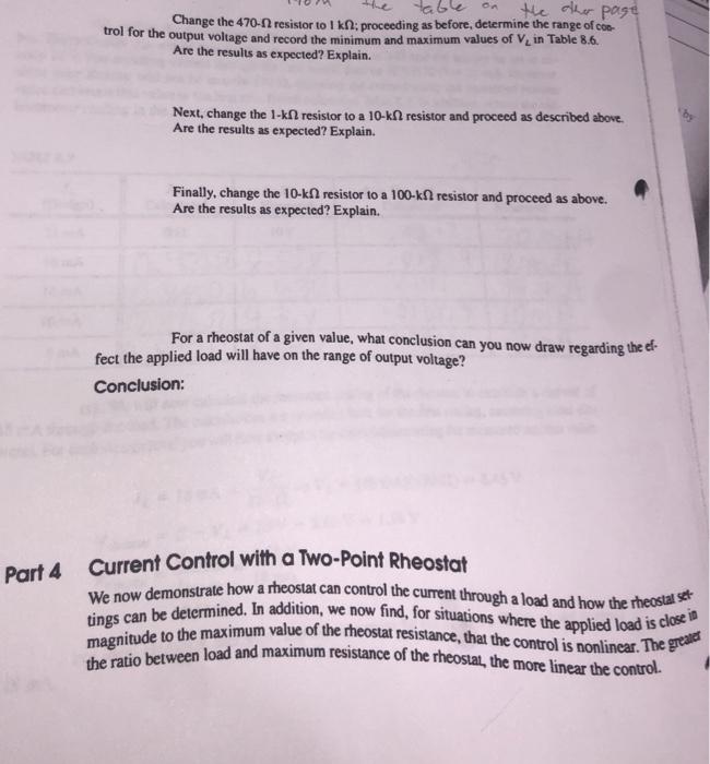Solved Part 3 Using the potentiometer as a Rheostat A
