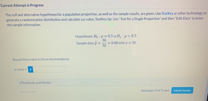Solved Current Attempt in Progress The null and alternative | Chegg.com