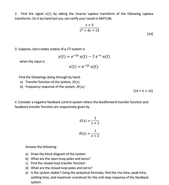 Solved Find the signal x(t) by taking the inverse Laplace | Chegg.com