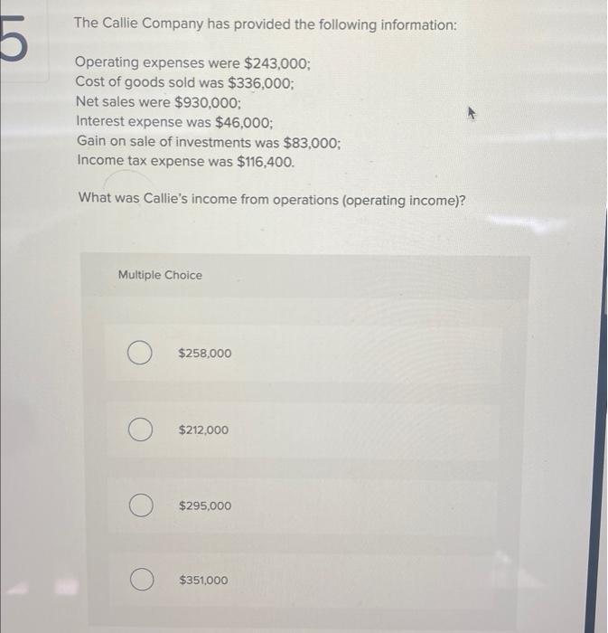 Solved Multiple Choice $258,000 $212,000 $295,000 $351,000 | Chegg.com