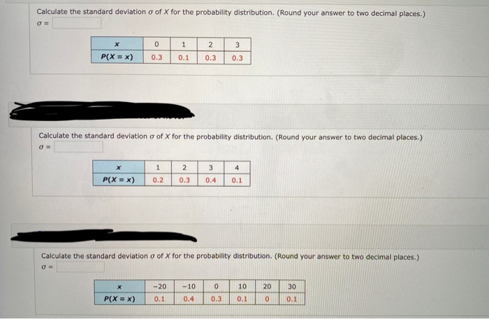 Solved Calculate the standard deviation o of X for the | Chegg.com