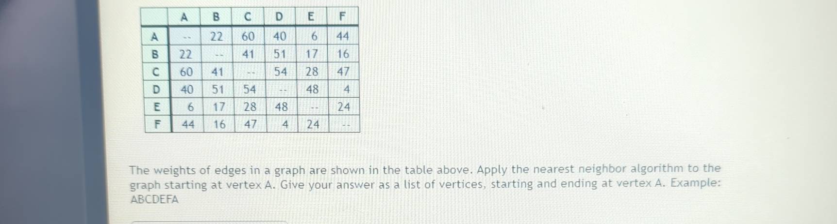 Vertex Table Question | Chegg.com