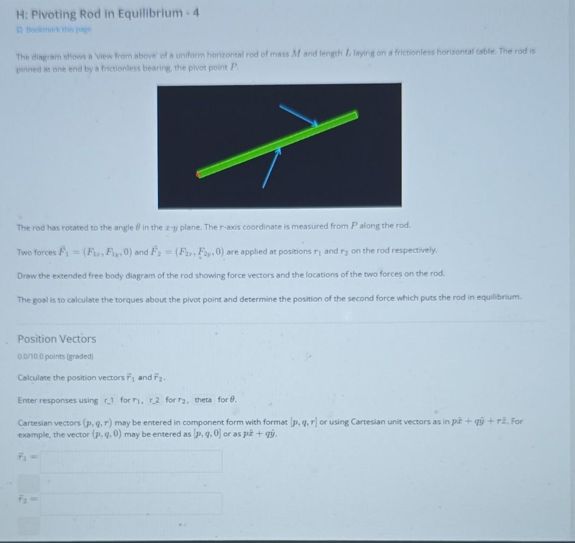 Solved H: Pivoting Rod in Equilibrium - 4 The diagram shows | Chegg.com