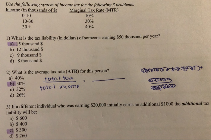 Solved Use The Following System Of Income Tax For The | Chegg.com