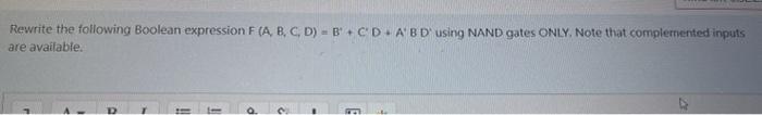 Solved Rewrite The Following Boolean Expression F(A, B, C, | Chegg.com