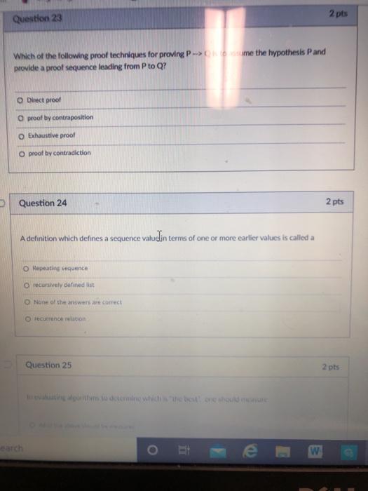 Solved Question 23 2 pts Which of the following proof | Chegg.com