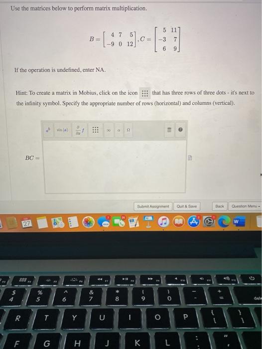 Solved Use the matrices below to perform matrix | Chegg.com