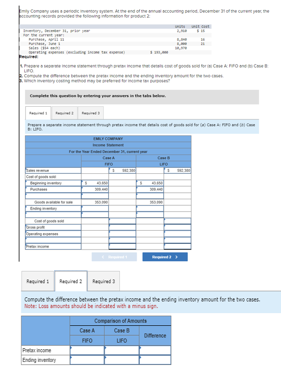 Solved Please Help!Emily Company uses o periodic inventory | Chegg.com