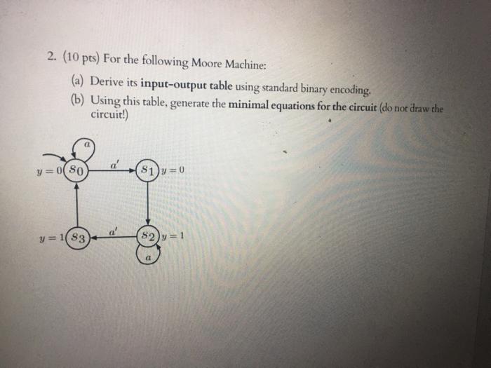 Solved 2. (10 pts) For the following Moore Machine: (a) | Chegg.com
