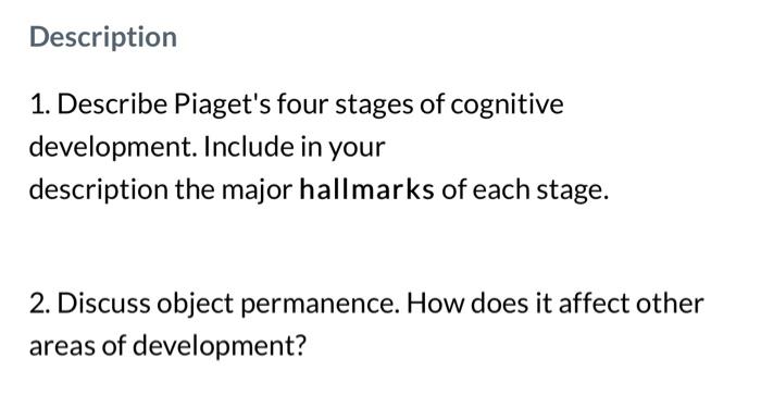 Jean piaget's four stages hot sale