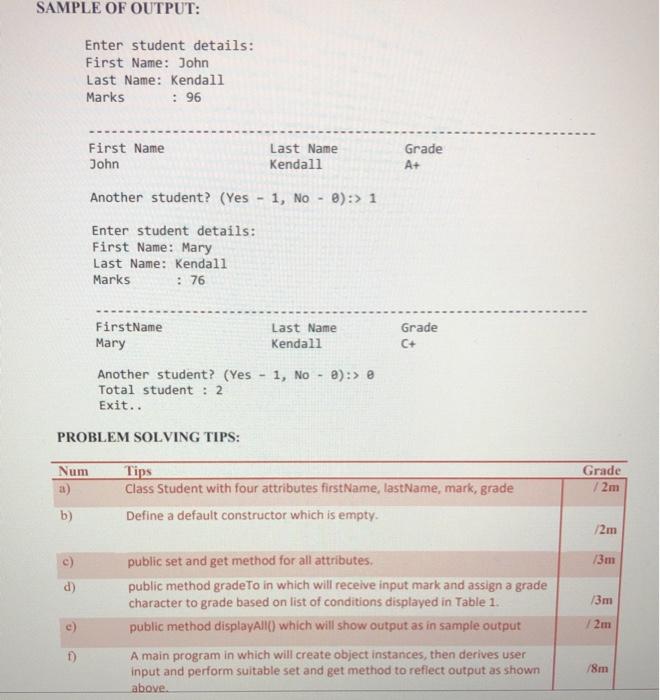 Solved SAMPLE OF OUTPUT: Enter student details: First Name: | Chegg.com