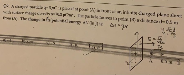 Solved 07: A charged particle q-3 uC is placed at point (A) | Chegg.com