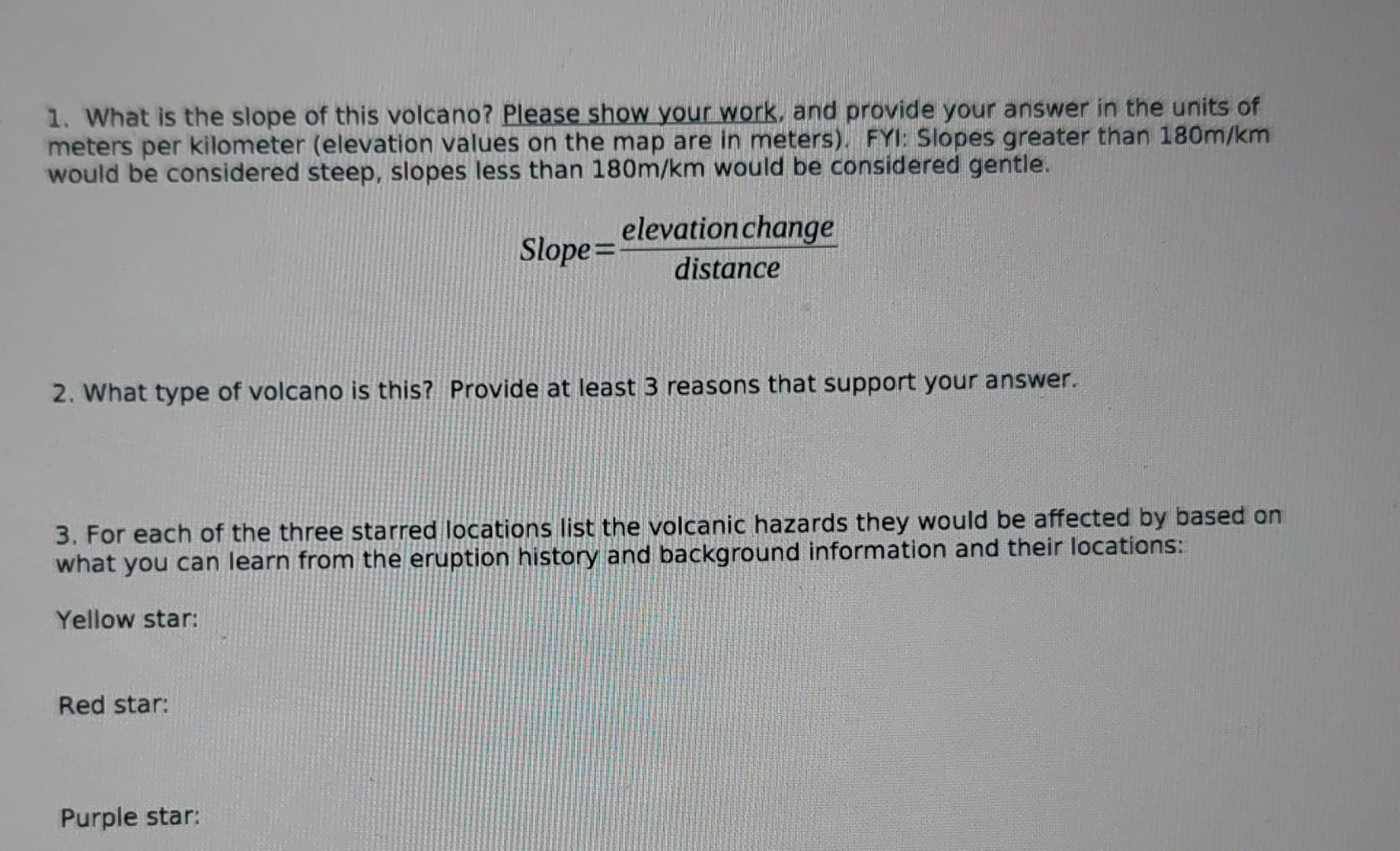 Solved You have been given a map of a volcano and a written | Chegg.com