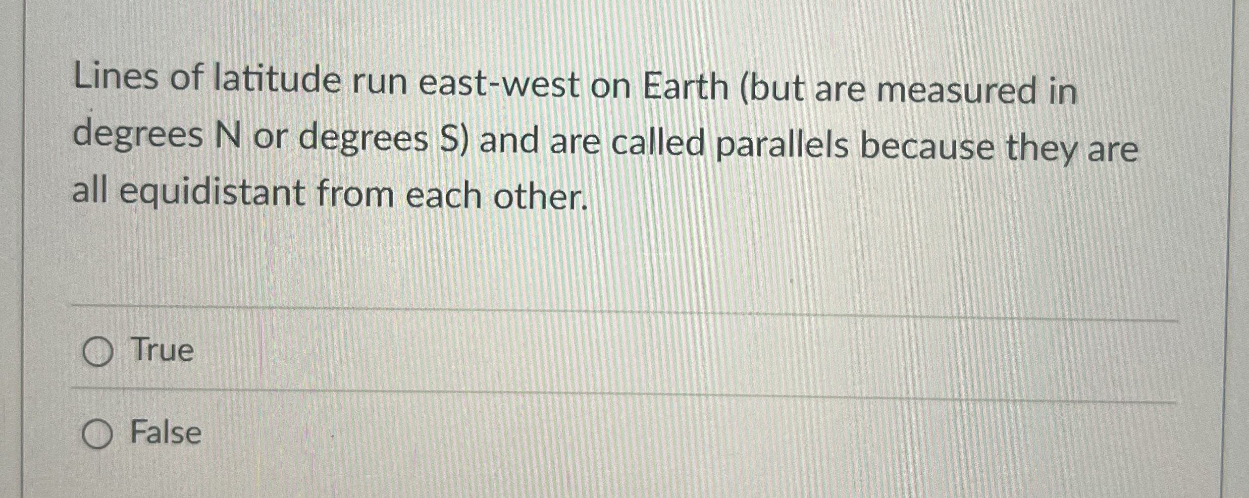 Solved Lines of latitude run eastwest on Earth (but are