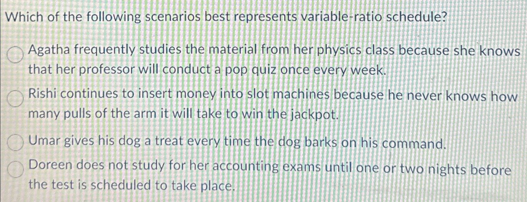Solved Which of the following scenarios best represents | Chegg.com