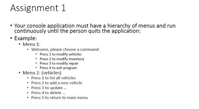 Solved Assignment 1 • Create a console app using C# and .Net | Chegg.com