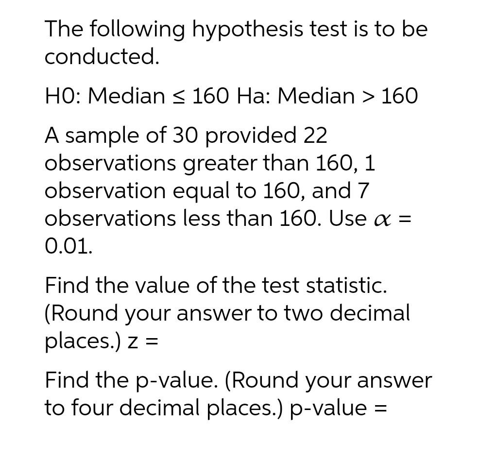 hypothesis test median