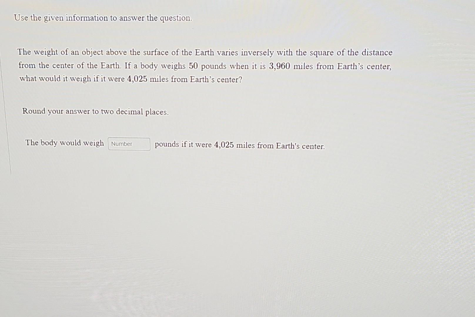 Solved Use the given information to answer the question. The | Chegg.com