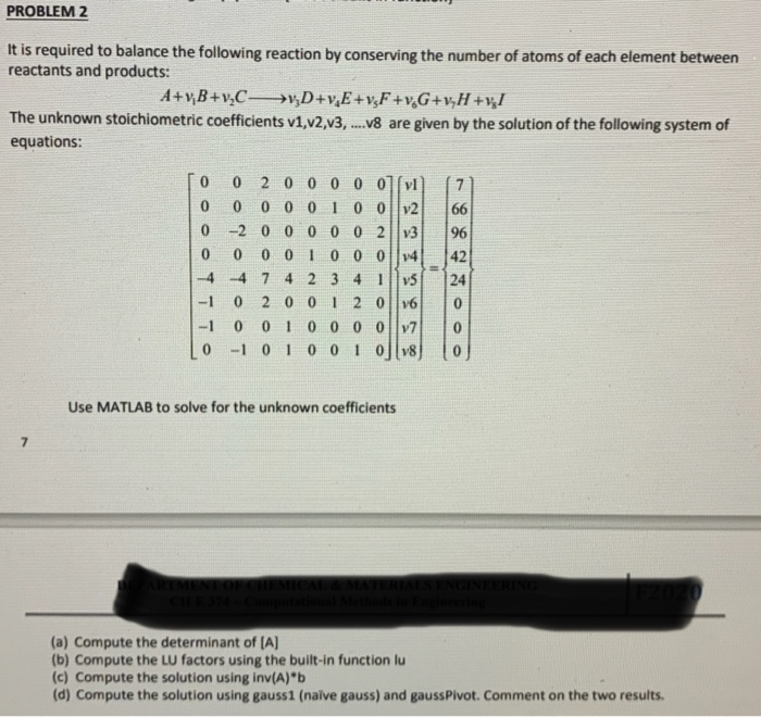 Solved PROBLEM 2 It is required to balance the following | Chegg.com
