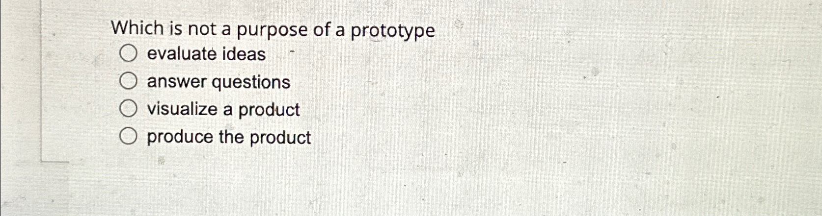 Solved Which Is Not A Purpose Of A Prototype Evaluate Ideas | Chegg.com