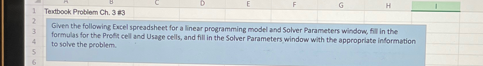 Solved Textbook Problem Ch. 3 ﻿#3Given the following Excel | Chegg.com