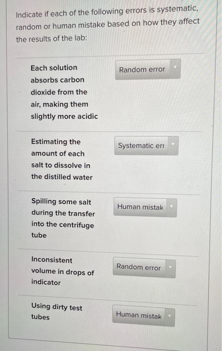 Solved Indicate if each of the following errors is | Chegg.com