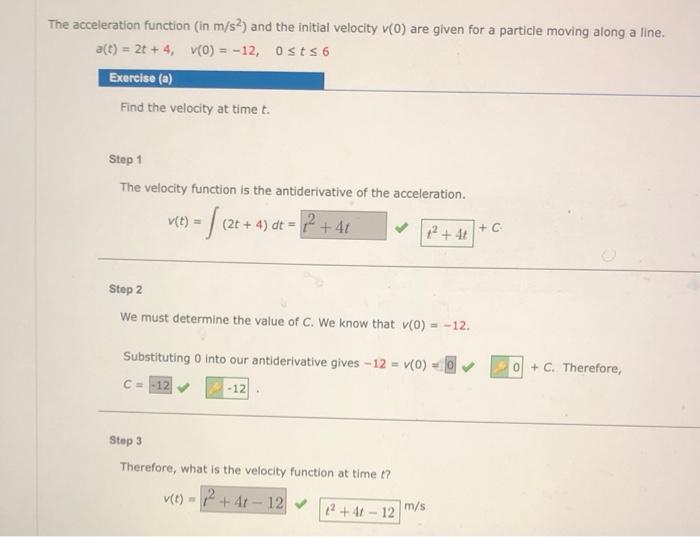 Solved The acceleration function in m/s?) and the initial | Chegg.com