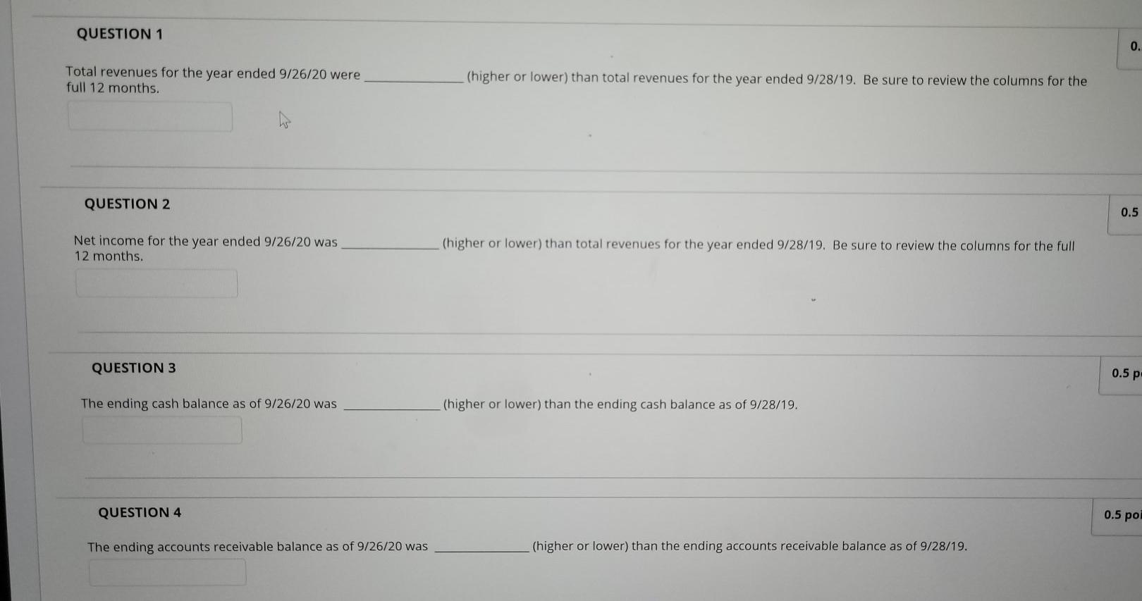 Solved QUESTION 1 0. Total revenues for the year ended | Chegg.com