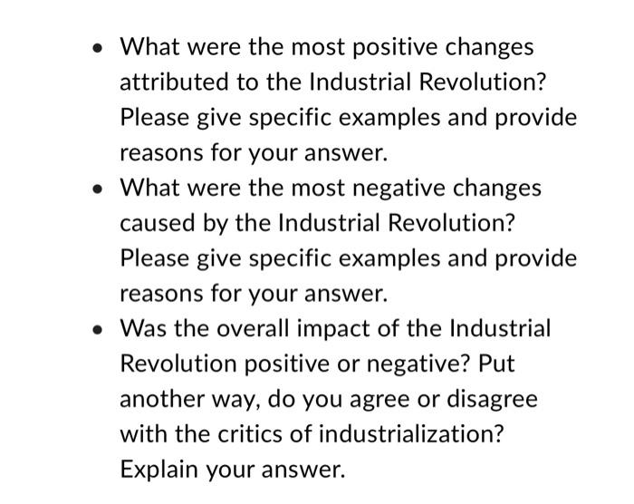 reasons of industrial revolution