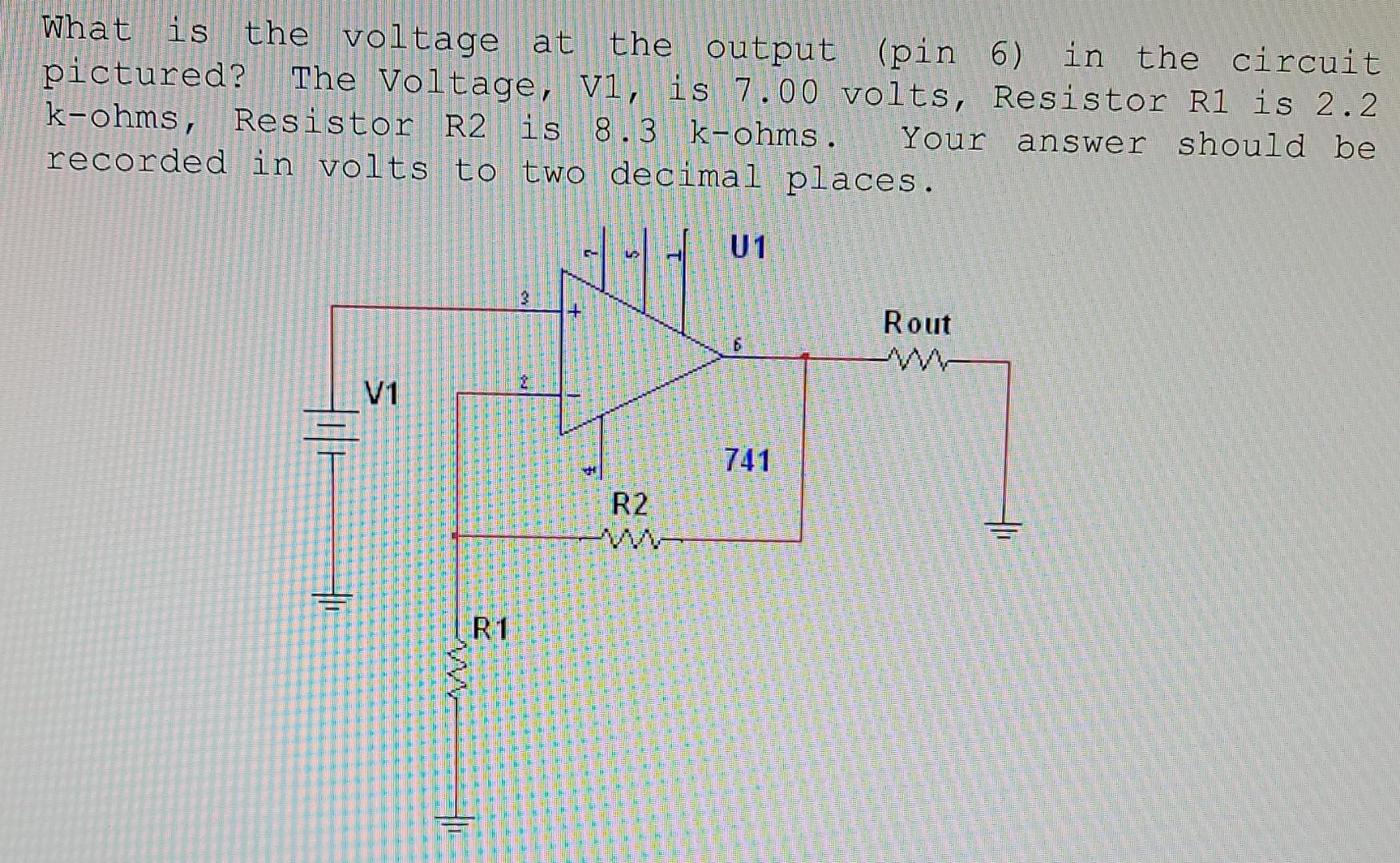 Solved What is the voltage at the output (pin 6) in the | Chegg.com
