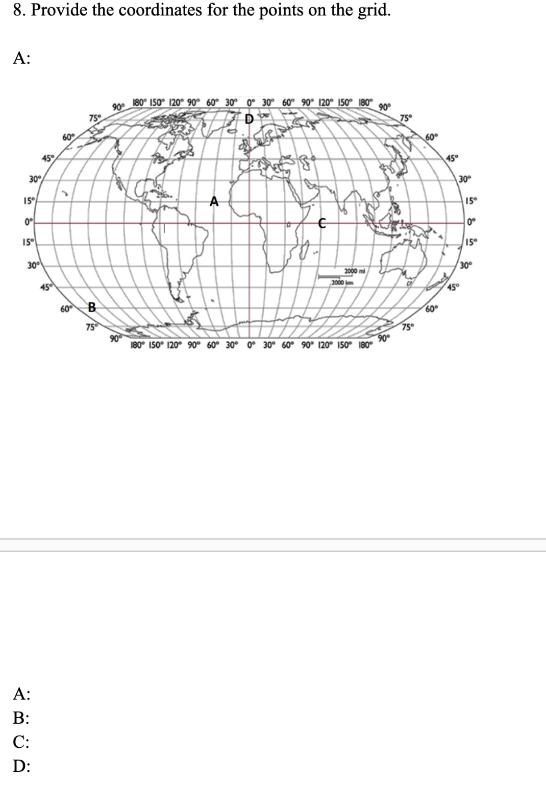 Solved Provide the coordinates for the points on the | Chegg.com