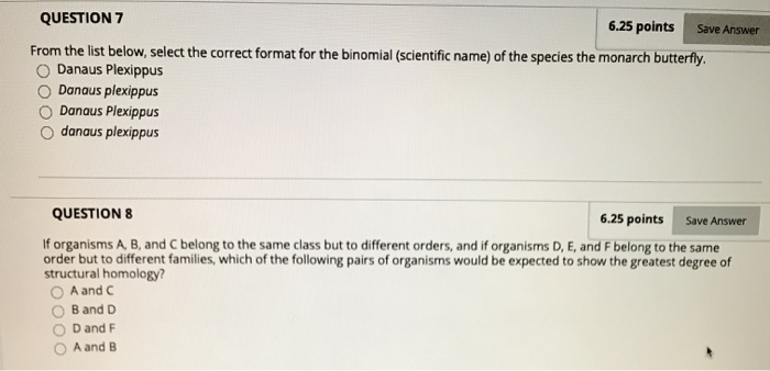 Solved Save Answer QUESTION 7 6.25 points From the list | Chegg.com