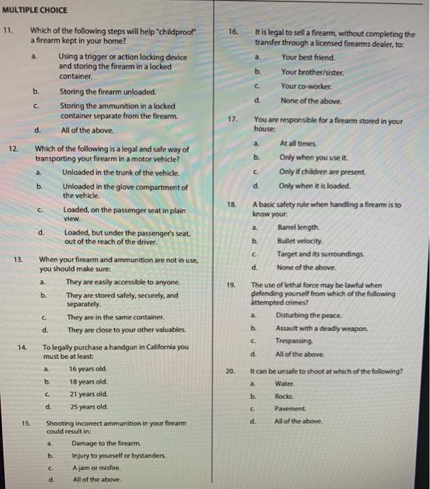 Firearm Safety Test Common Questions And Answers