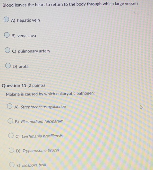 Solved Blood leaves the heart to return to the body through