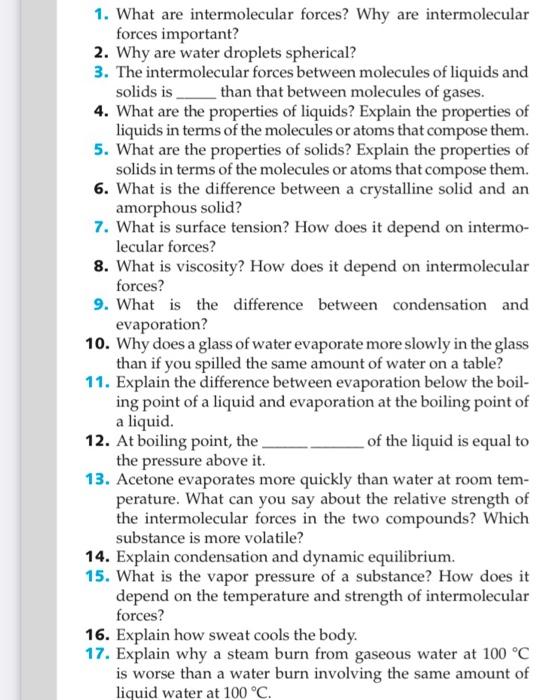 1. What are intermolecular forces? Why are | Chegg.com