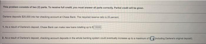 Solved This problem consists of two (2) parts. To receive | Chegg.com