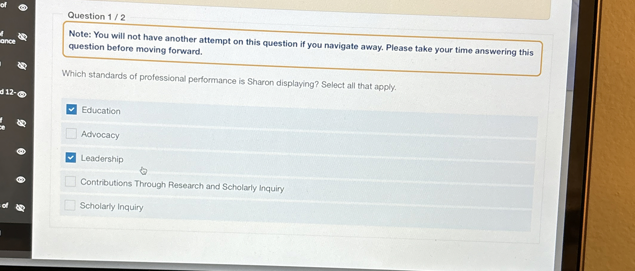 Solved Question 1 / 2Note: You will not have another attempt | Chegg.com