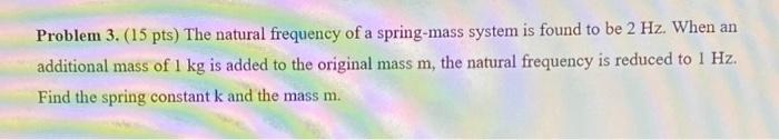 Solved The natural frequency of a spring mass system is | Chegg.com