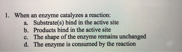 Solved 1. When an enzyme catalyzes a reaction: a. | Chegg.com