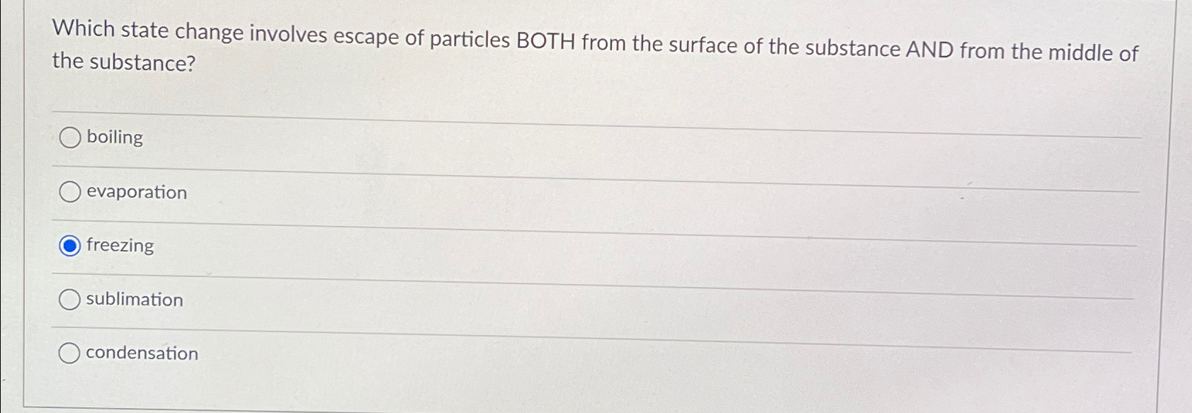 Solved Which state change involves escape of particles BOTH | Chegg.com