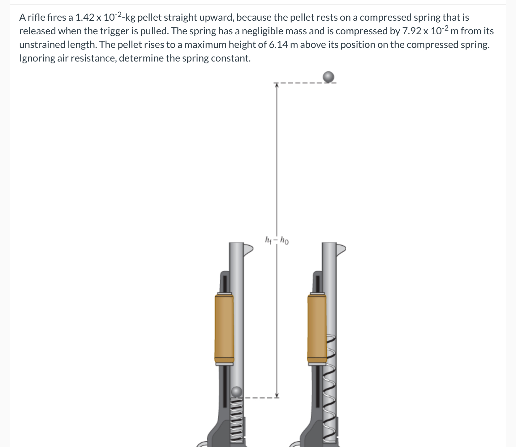 Solved A rifle fires a 1.42×10-2-kg ﻿pellet straight upward, | Chegg.com