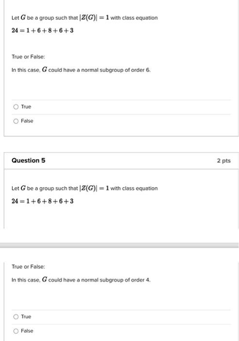 Solved Let G Be A Group Such That |Z(G) = 1 With Class | Chegg.com