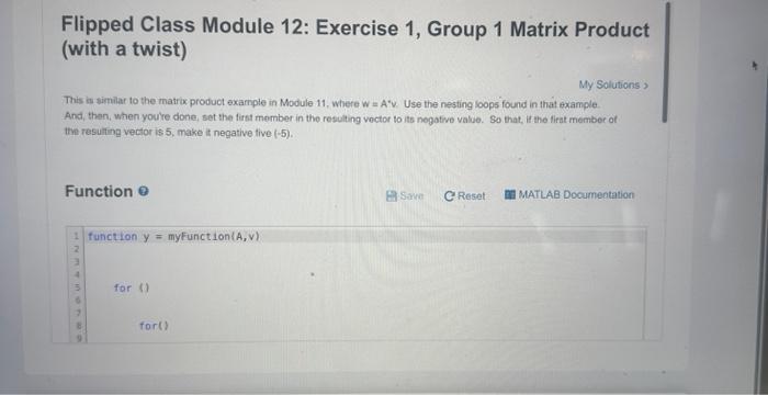 Solved Flipped Class Module 12: Exercise 1, Group 1 Matrix | Chegg.com