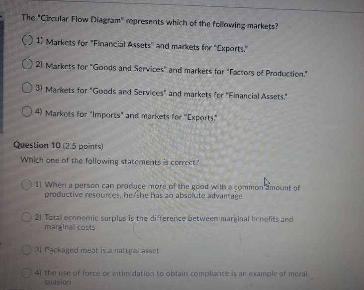 Solved The "Circular Flow Diagram" represents which of the